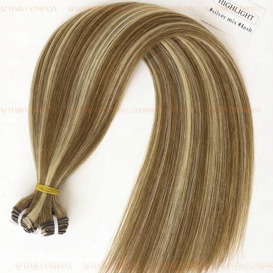 Highlight #silver/#4ash Bone Straight Machine Weft Hair Extensions 100g - 100% Vietnamese Human Hair / AZ Hair Vietnam
