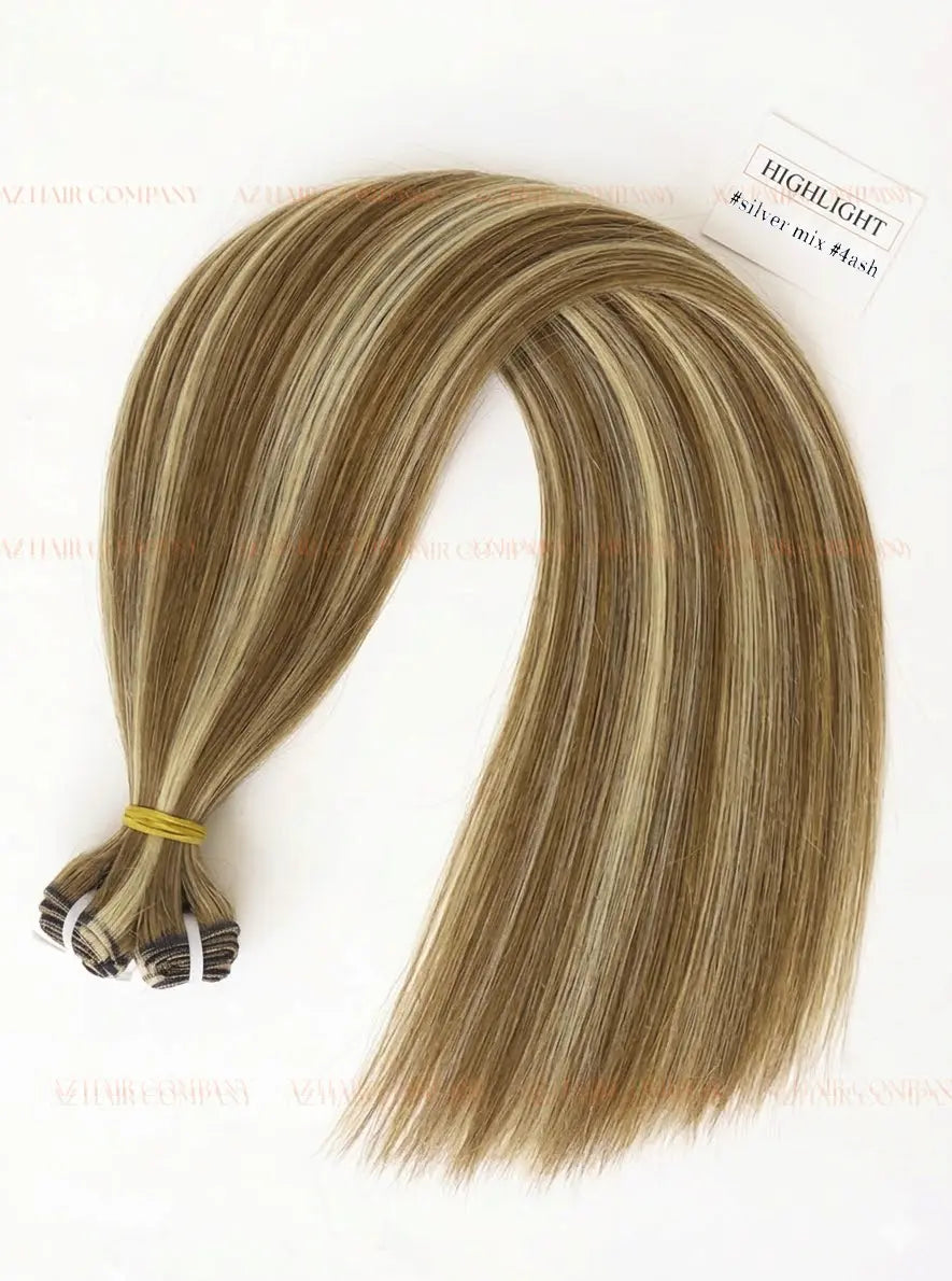 Highlight #silver/#4ash Bone Straight Machine Weft Hair Extensions 100g - 100% Vietnamese Human Hair / AZ Hair Vietnam