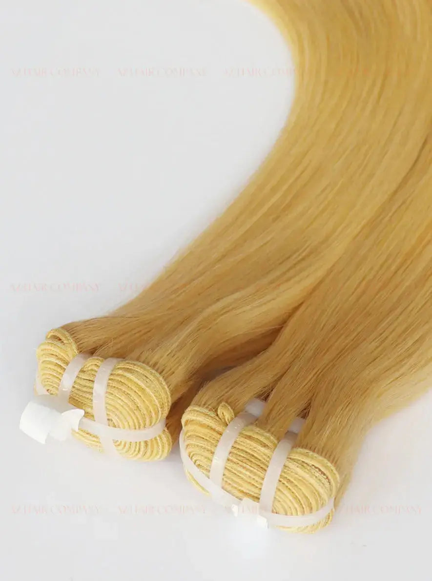 Light Blonde (#24C) Bone Straight Machine Weft Hair Extensions 100g - 100% Vietnamese Human Hair / AZ Hair Vietnam