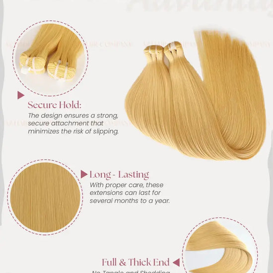 Light Blonde (#24C) Bone Straight Machine Weft Hair Extensions 100g - 100% Vietnamese Human Hair / AZ Hair Vietnam