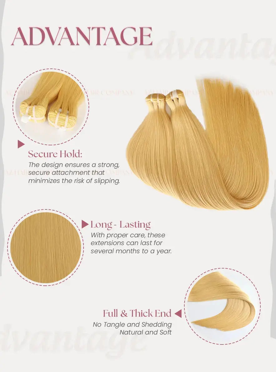 Light Blonde (#24C) Bone Straight Machine Weft Hair Extensions 100g - 100% Vietnamese Human Hair / AZ Hair Vietnam