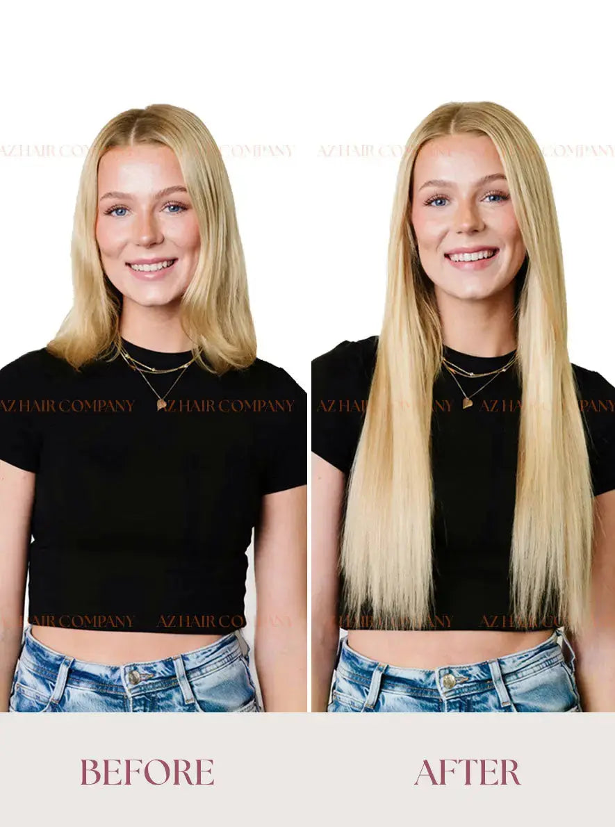 Light Blonde (#24C) Bone Straight Machine Weft Hair Extensions 100g - 100% Vietnamese Human Hair / AZ Hair Vietnam