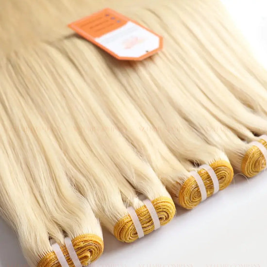Light Blonde #60c Bone Straight Machine Weft Hair Extensions 100g - Single Donor Vietnamese Hair / AZ Hair Vietnam