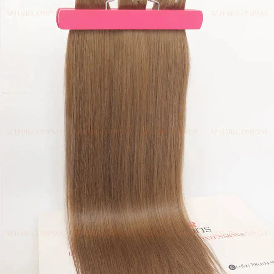 Light Brown (#7C) Bone Straight Machine Weft Hair Extensions 100g - Raw Vietnamese Hair / AZ Hair Vietnam