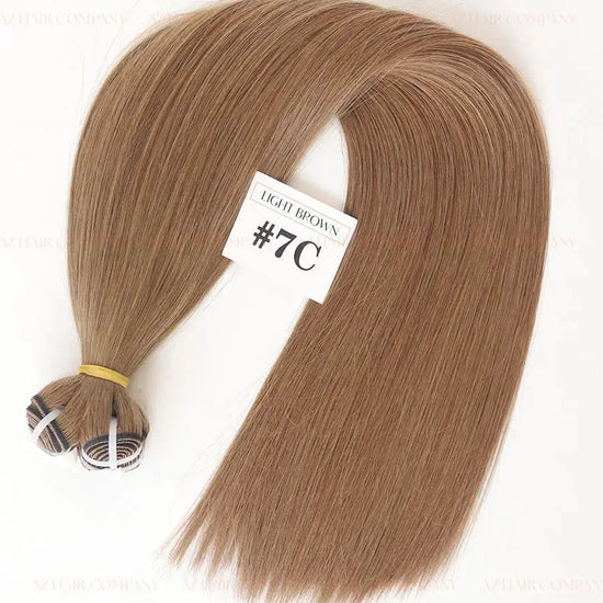 Light Brown (#7C) Bone Straight Machine Weft Hair Extensions 100g - Raw Vietnamese Hair / AZ Hair Vietnam