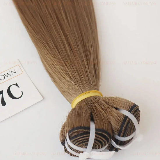 Light Brown (#7C) Bone Straight Machine Weft Hair Extensions 100g - Raw Vietnamese Hair / AZ Hair Vietnam