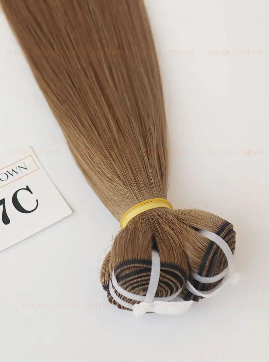 Light Brown (#7C) Bone Straight Machine Weft Hair Extensions 100g - Raw Vietnamese Hair / AZ Hair Vietnam