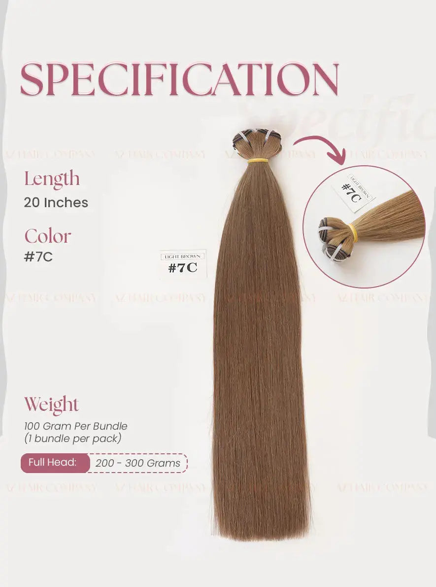 Light Brown (#7C) Bone Straight Machine Weft Hair Extensions 100g - Raw Vietnamese Hair / AZ Hair Vietnam
