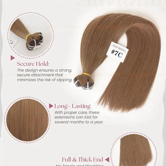 Light Brown (#7C) Bone Straight Machine Weft Hair Extensions 100g - Raw Vietnamese Hair / AZ Hair Vietnam