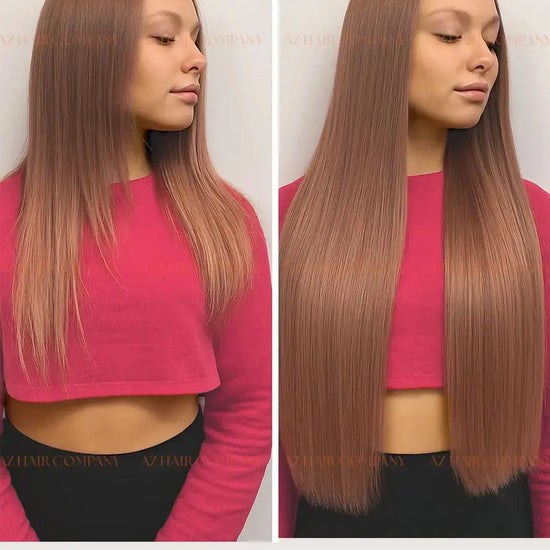 Light Brown (#7C) Bone Straight Machine Weft Hair Extensions 100g - Raw Vietnamese Hair / AZ Hair Vietnam