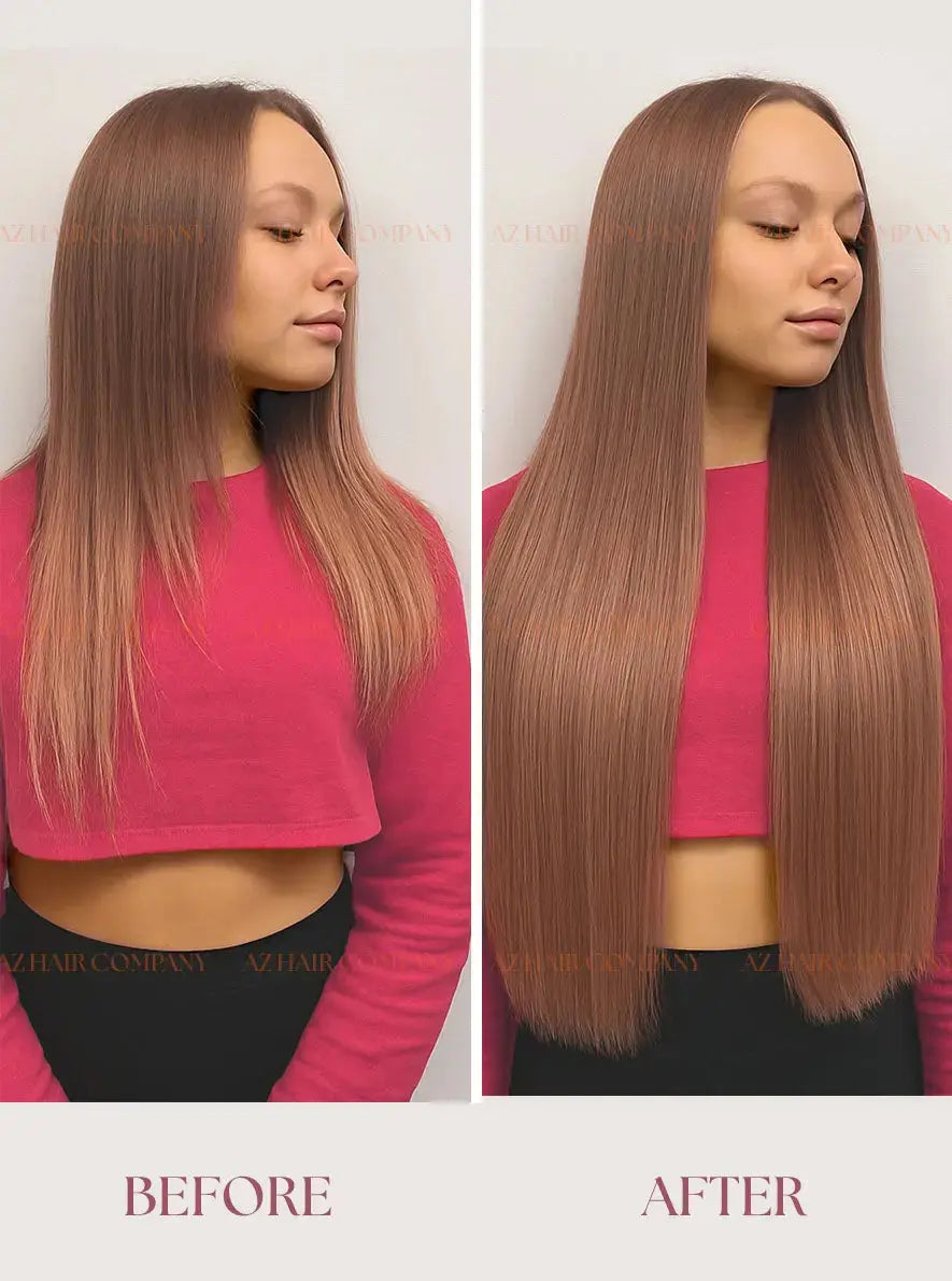 Light Brown (#7C) Bone Straight Machine Weft Hair Extensions 100g - Raw Vietnamese Hair / AZ Hair Vietnam