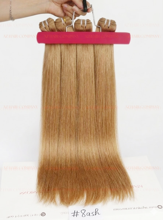 Light Brown #8ash Bone Straight Machine Weft Hair Extensions 100g - Single Donor Vietnamese Hair / AZ Hair Vietnam