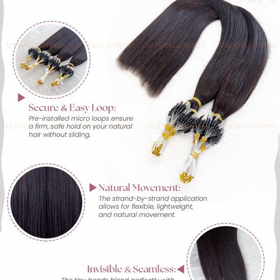 Light Brown #2C Bone Straight Micro Loop Hair Extensions 100g - 100% Vietnamese Human Hair / AZ Hair Vietnam