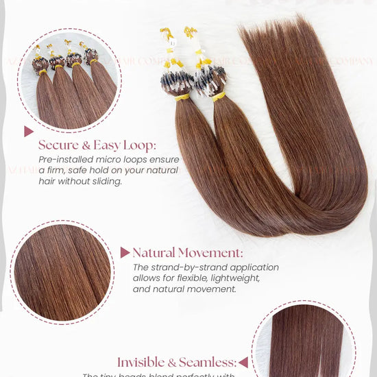 Light Brown #6C Micro Loop Hair Extensions 100g - Vietnam Raw Hair / AZ Hair Vietnam
