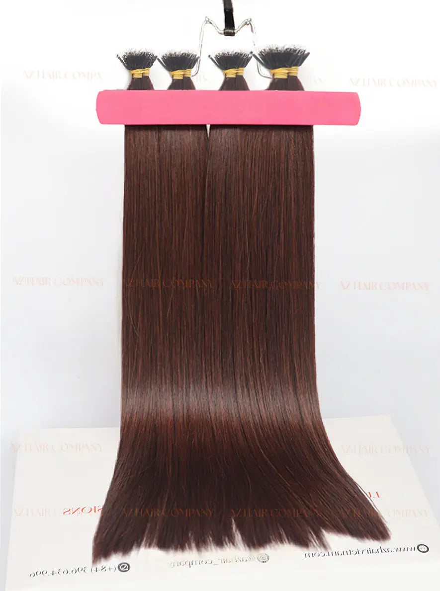 Dark Brown (#2C) Bone Straight Nano Tip Hair Extensions 100g - 100% Raw Vietnamese Human Hair / AZ Hair Vietnam