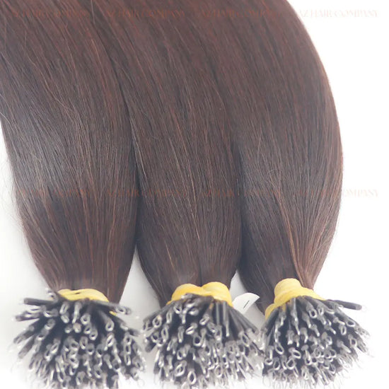 Dark Brown (#2C) Bone Straight Nano Tip Hair Extensions 100g - 100% Raw Vietnamese Human Hair / AZ Hair Vietnam