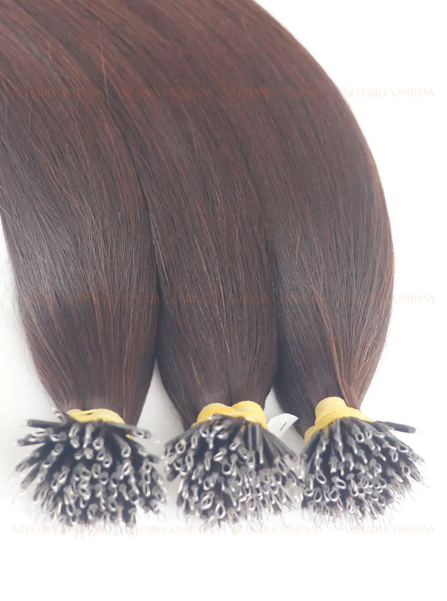 Dark Brown (#2C) Bone Straight Nano Tip Hair Extensions 100g - 100% Raw Vietnamese Human Hair / AZ Hair Vietnam