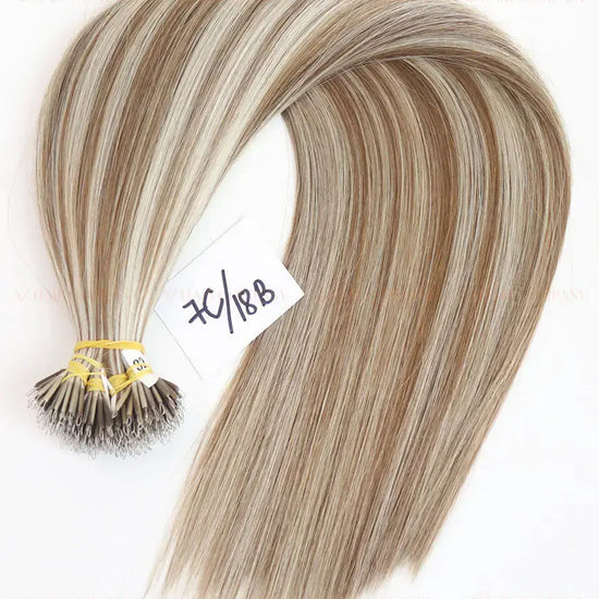 Highlight (#7C/18B) Bone Straight Nano Tip Hair Extensions 100g - Vietnamese Human Hair / AZ Hair Vietnam