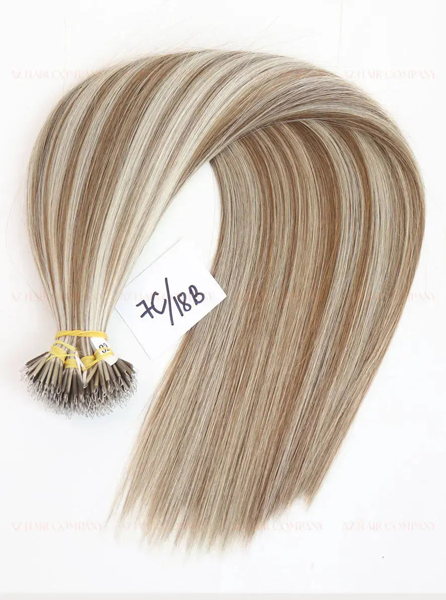 Highlight (#7C/18B) Bone Straight Nano Tip Hair Extensions 100g - Vietnamese Human Hair / AZ Hair Vietnam