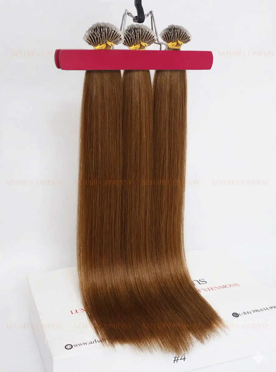 Light Brown #4 Bone Straight Nano Tip Hair Extensions 100g - 100% Vietnamese Human Hair / AZ Hair Vietnam