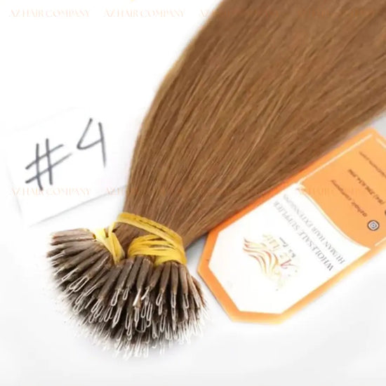 Light Brown #4 Bone Straight Nano Tip Hair Extensions 100g - 100% Vietnamese Human Hair / AZ Hair Vietnam