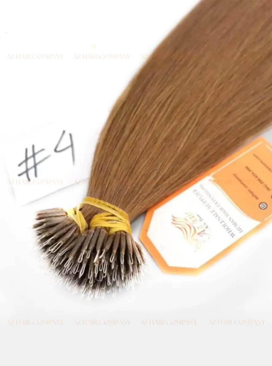 Light Brown #4 Bone Straight Nano Tip Hair Extensions 100g - 100% Vietnamese Human Hair / AZ Hair Vietnam