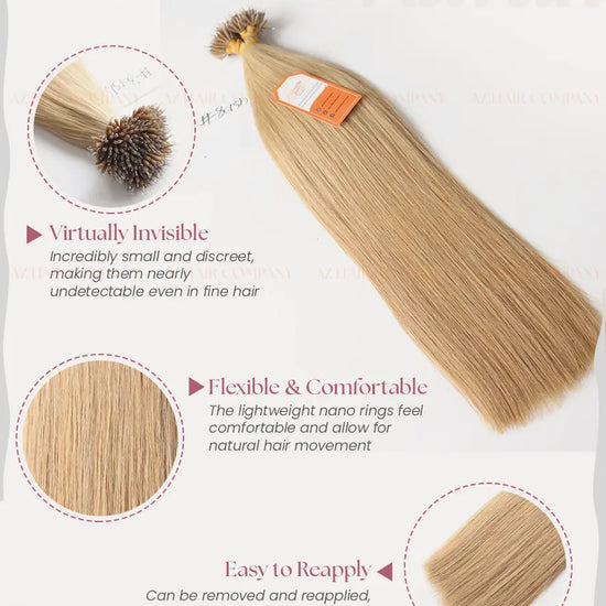 Light Brown #8ash Bone Straight Nano Tip Hair Extensions 100g - Vietnam Raw Hair /  AZ Hair Vietnam