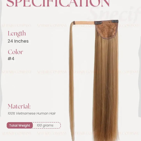 Light Brown (#4) Bone Straight Ponytail Hair Extensions 1pcs - AZ Hair Factory / AZ Hair Vietnam
