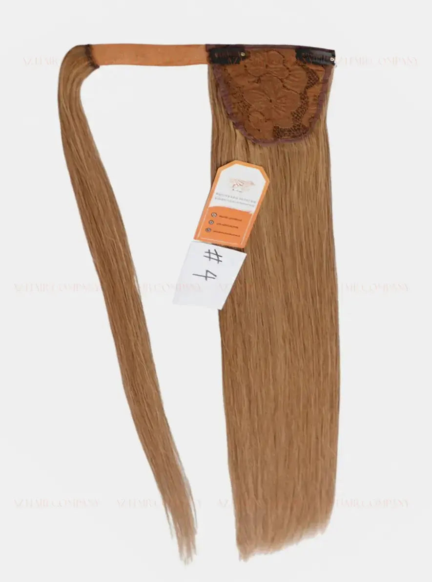 Light Brown (#4) Bone Straight Ponytail Hair Extensions 1pcs - AZ Hair Factory / AZ Hair Vietnam
