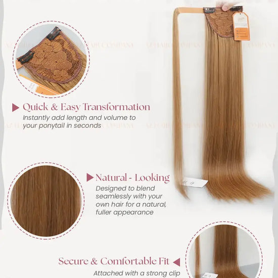 Light Brown (#4) Bone Straight Ponytail Hair Extensions 1pcs - AZ Hair Factory / AZ Hair Vietnam