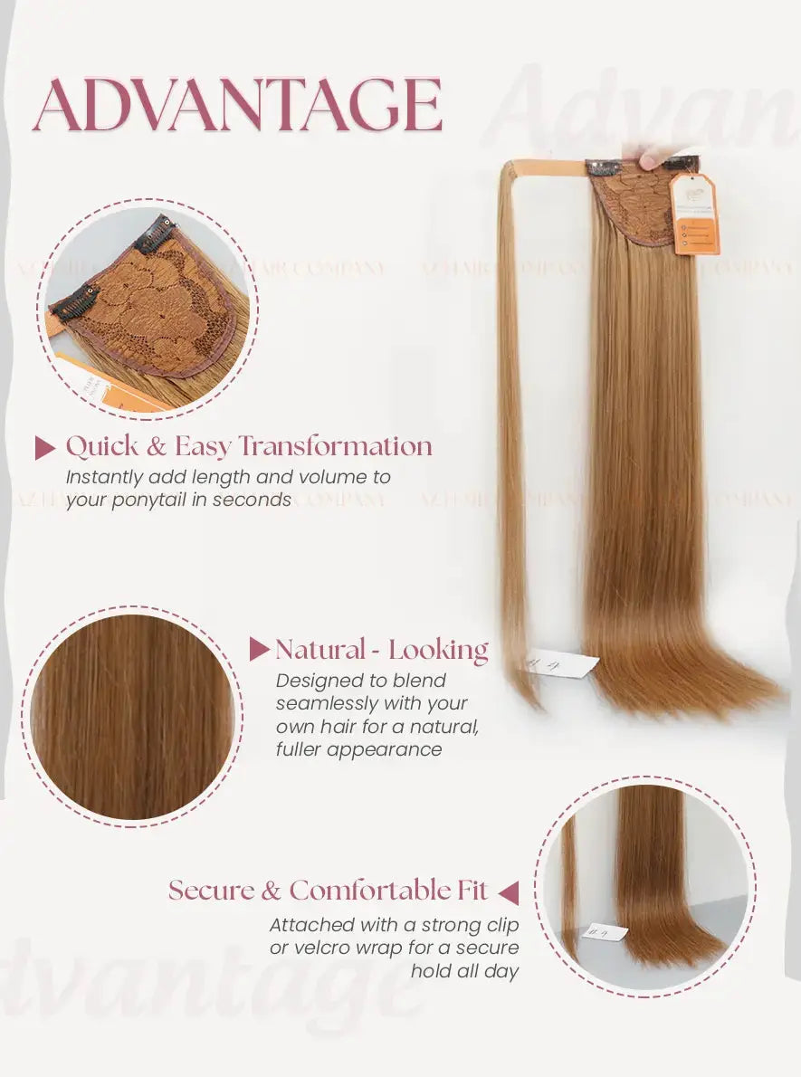 Light Brown (#4) Bone Straight Ponytail Hair Extensions 1pcs - AZ Hair Factory / AZ Hair Vietnam