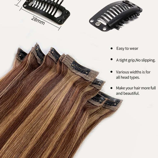 Dark Brown #2ash/#4ash Straight Regular Clip In Hair Extensions 7pcs 150g Lace Detail