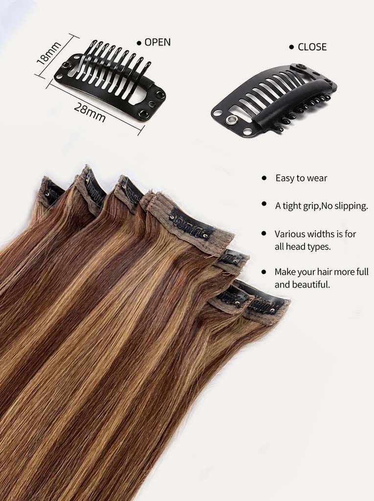 Dark Brown #2ash/#4ash Straight Regular Clip In Hair Extensions 7pcs 150g Lace Detail