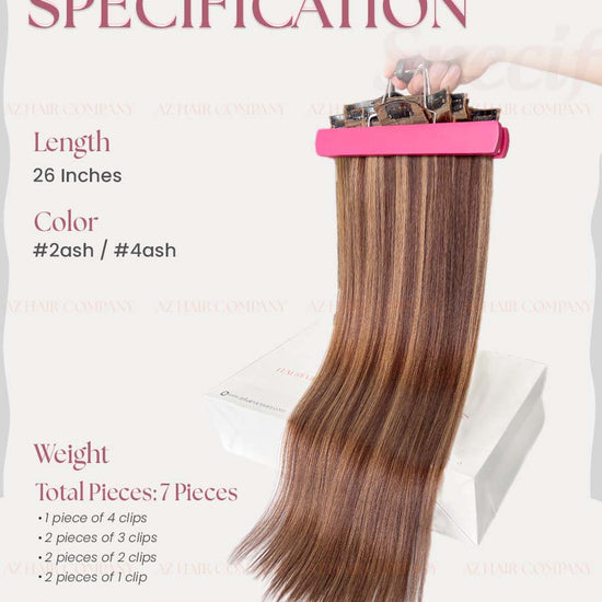 Dark Brown #2ash/#4ash Straight Regular Clip In Hair Extensions 7pcs 150g
