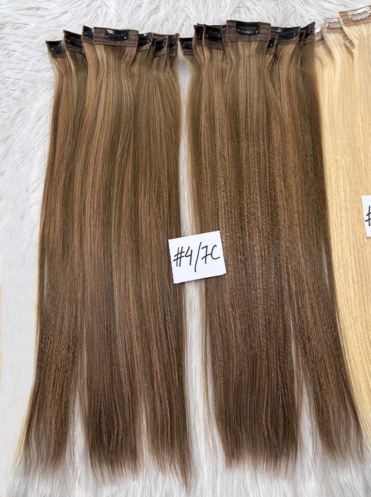 Highlight (#4/#7C) Regular Clip In Hair Extensions 150g Texture