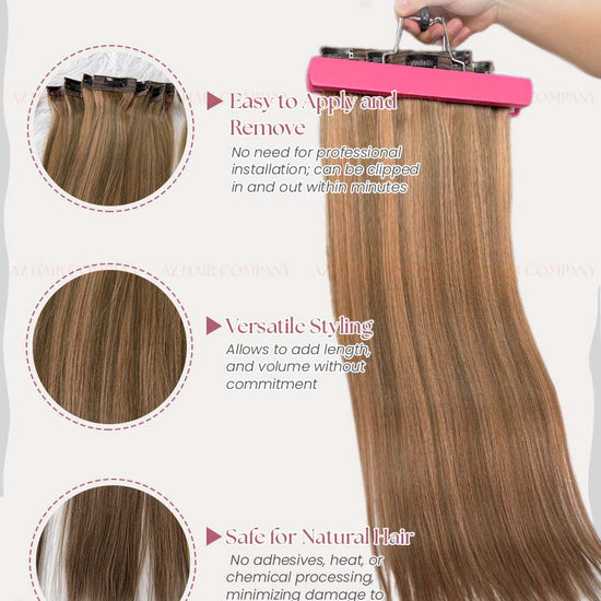 Highlight (#4/#7C) Regular Clip In Hair Extensions 150g Detail