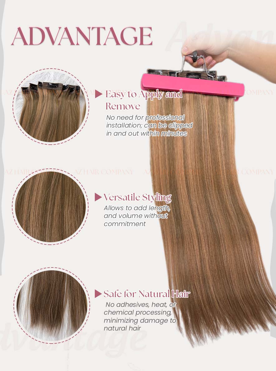 Highlight (#4/#7C) Regular Clip In Hair Extensions 150g Detail