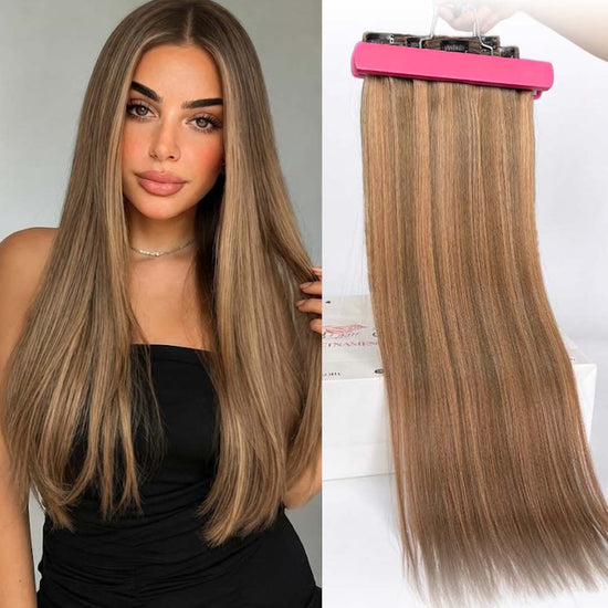 Highlight (#4/#7C) Regular Clip In Hair Extensions 150g Model
