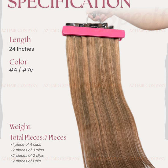 Highlight (#4/#7C) Regular Clip In Hair Extensions 150g