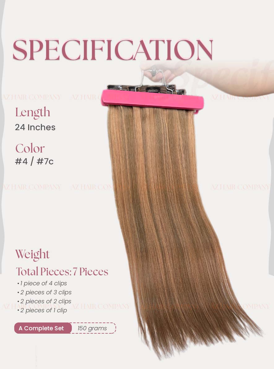 Highlight (#4/#7C) Regular Clip In Hair Extensions 150g