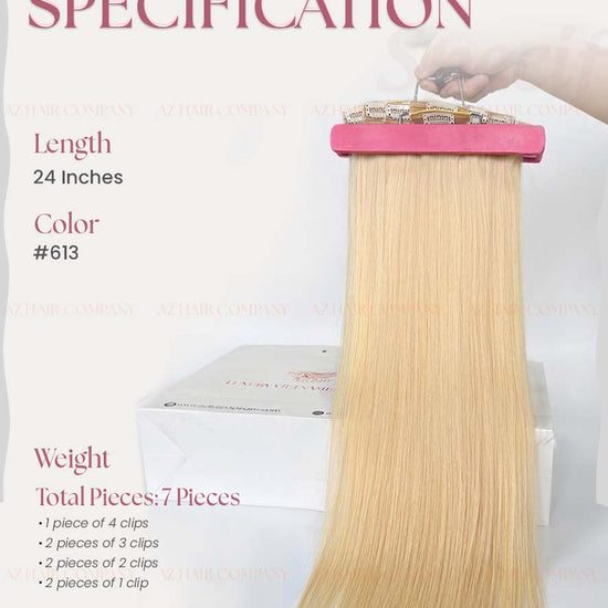Light Blonde #613 Regular Clip In Hair Extensions 150g Texture
