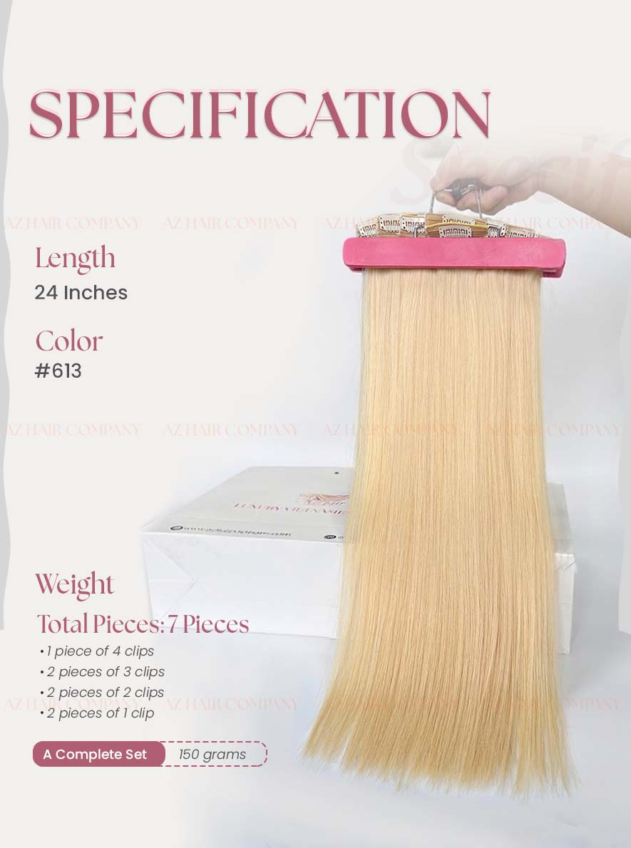 Light Blonde #613 Regular Clip In Hair Extensions 150g Texture
