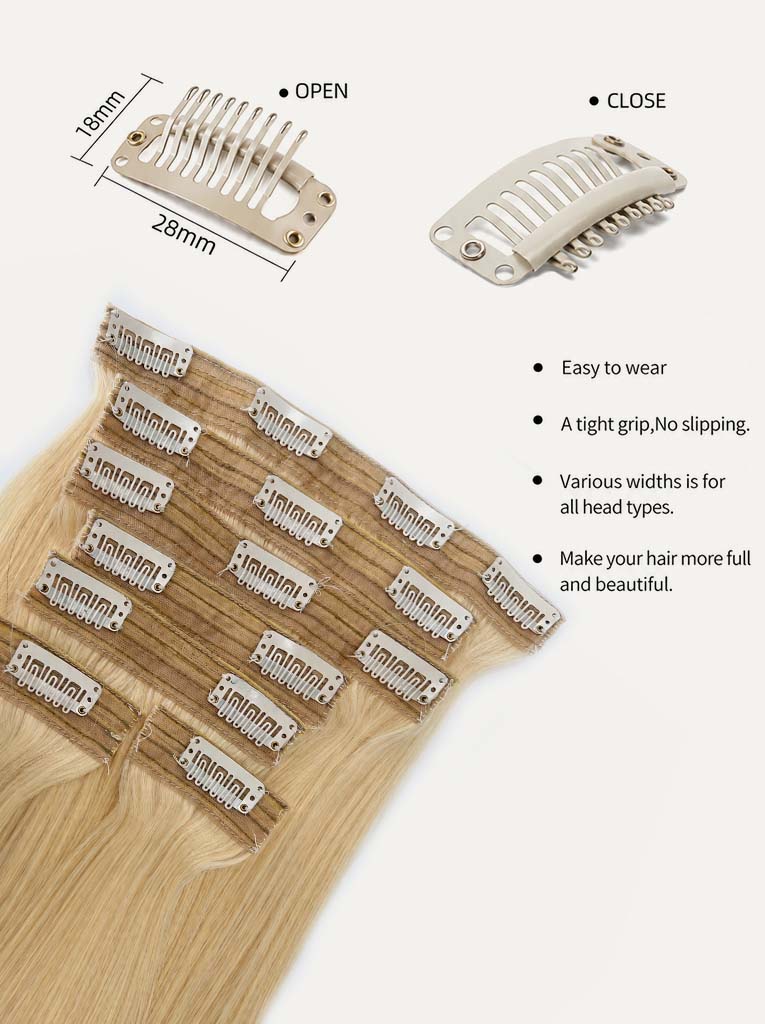 Light Blonde #613 Regular Clip In Hair Extensions 150g Lace Detail
