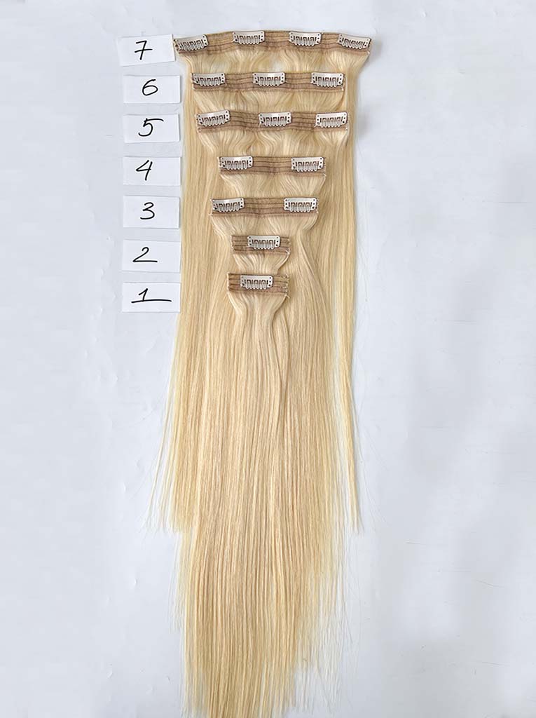 Light Blonde #613 Regular Clip In Hair Extensions 150g