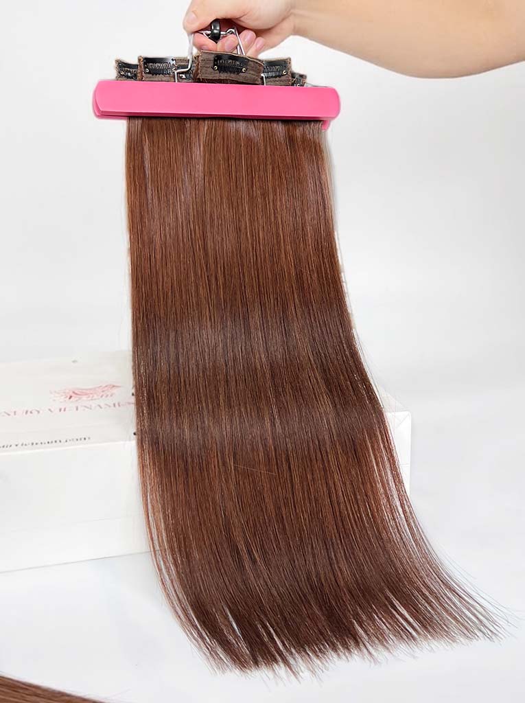Light Brown #6C Regular Clip In Hair Extensions 150g Hero