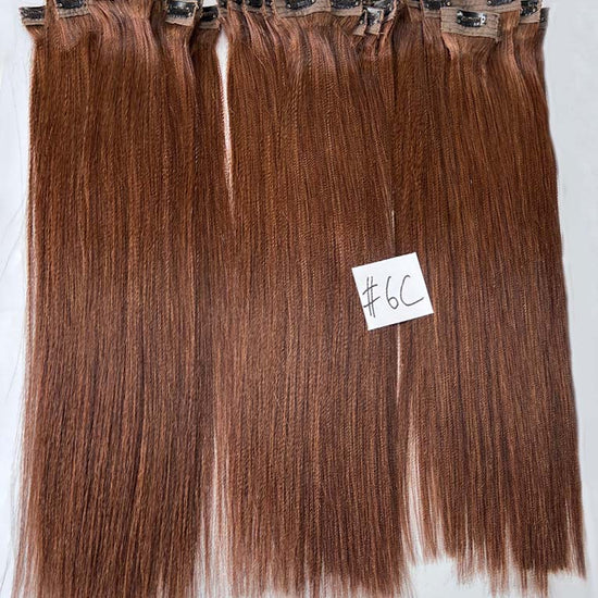 Light Brown #6C Regular Clip In Hair Extensions 150g Texture