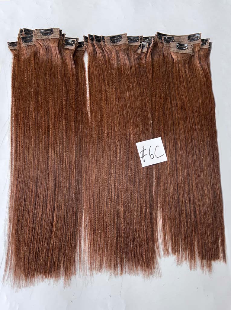 Light Brown #6C Regular Clip In Hair Extensions 150g Texture