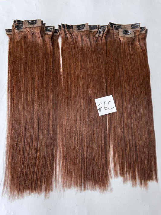Light Brown #6C Regular Clip In Hair Extensions 150g Texture