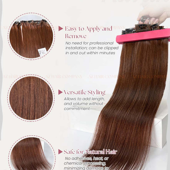 Light Brown #6C Regular Clip In Hair Extensions 150g Detail