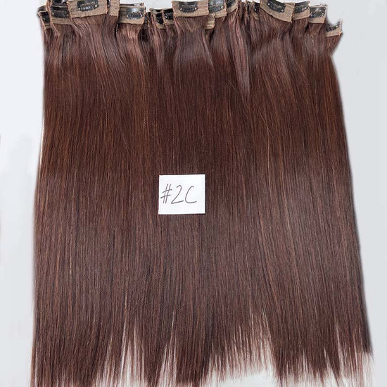 Dark Brown #2C Straight Regular Clip In Hair Extensions 7pcs 150g Texture